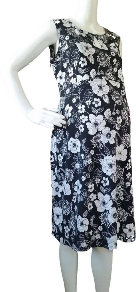 Liz Lange Maternity Black & White Floral Print Shift - Day Dress Clipart (477x1025), Png Download