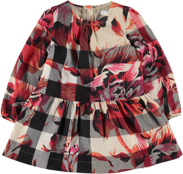 Babies Check Detail Floral Print Dress Beige Multi - Blouse Clipart (600x572), Png Download