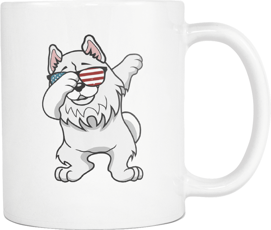 Robustcreative-dabbing Samoyed Dog America Flag - Cartoon Clipart (1024x1024), Png Download