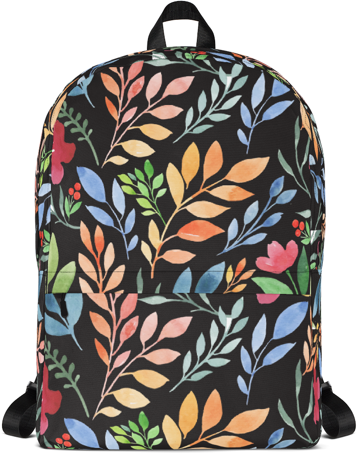 Watercolor Floral Print Backpack - Backpack Clipart (707x897), Png Download