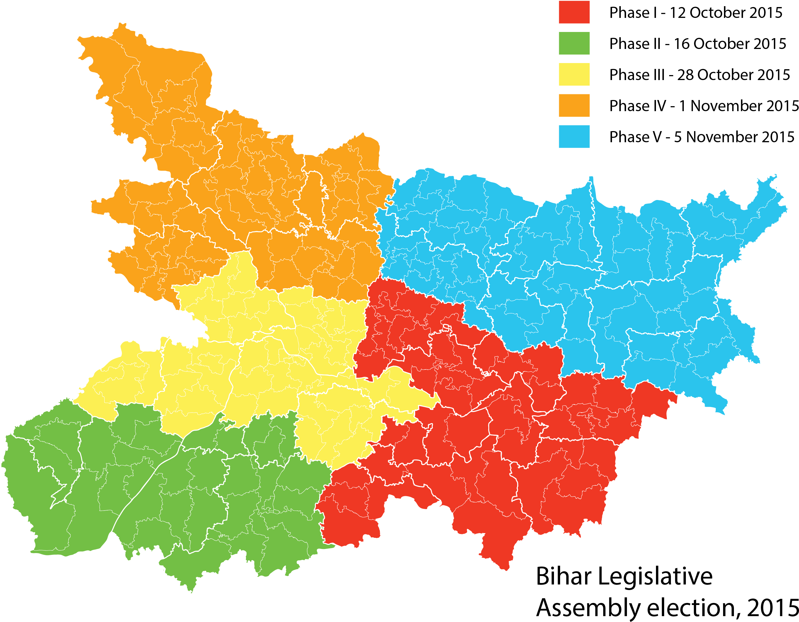 2015 Bihar State Assembly Polling Dates - All District Of Bihar Clipart (3003x2263), Png Download