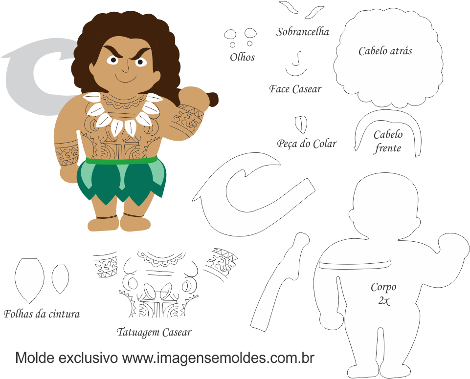 Molde Para Feltro - Molde Do Barco De Moana De Eva Clipart (1000x820), Png Download