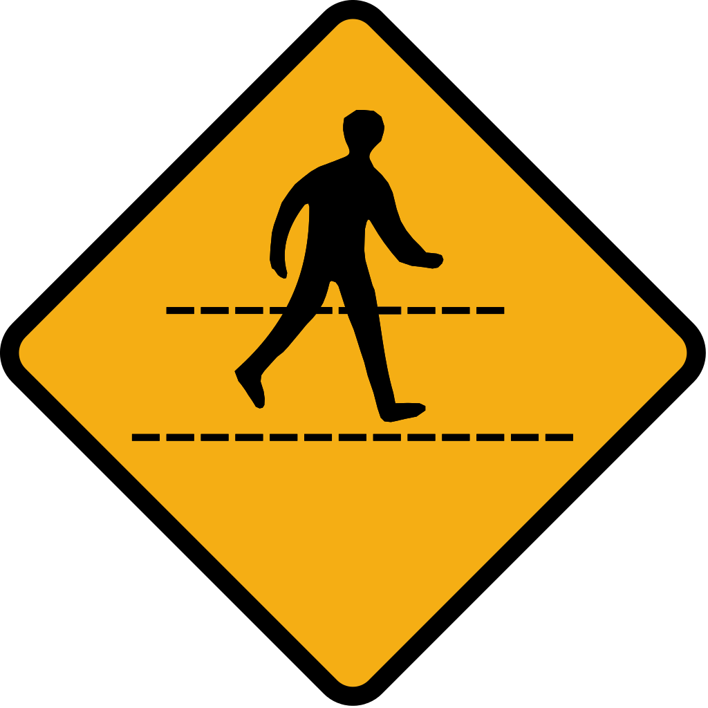 Diamond Road Sign Pedestrian Crossing Ahead - Slippery Road Sign Canada Clipart (1024x1024), Png Download