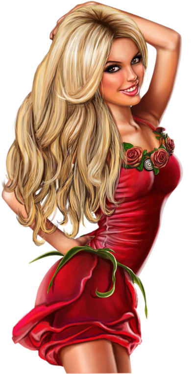 Chica Guapa Png - Blonde Hair Girl Art Clipart (485x800), Png Download
