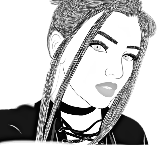 Girl Drawing Black And White Png Clipart (670x572), Png Download