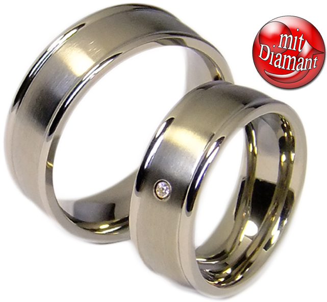 2 Wedding Rings Couple Rings Titanium Rings With Diamond - Titanium Ring Clipart (641x591), Png Download
