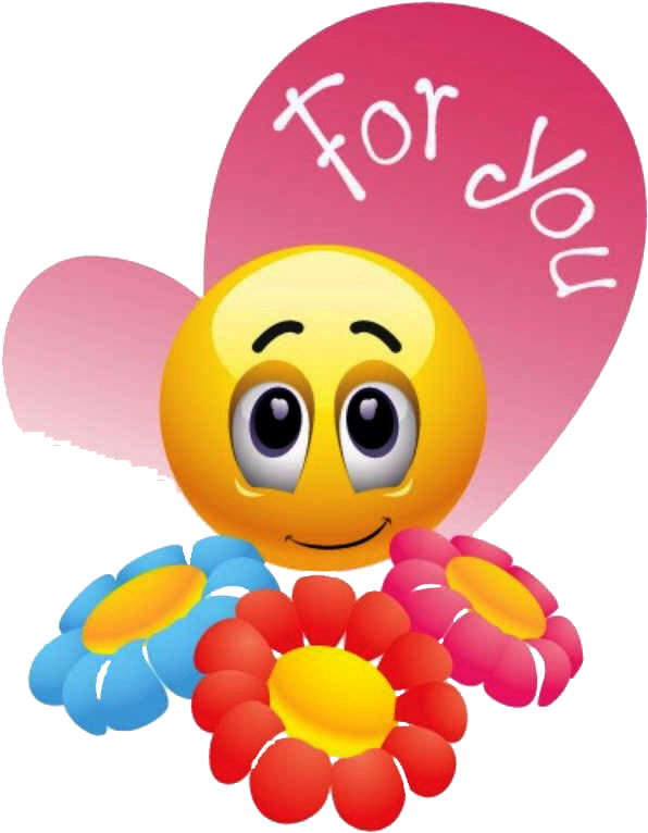 Flowers And Smiley Faces , Png Download - My Heart For You Emoji Clipart (596x766), Png Download