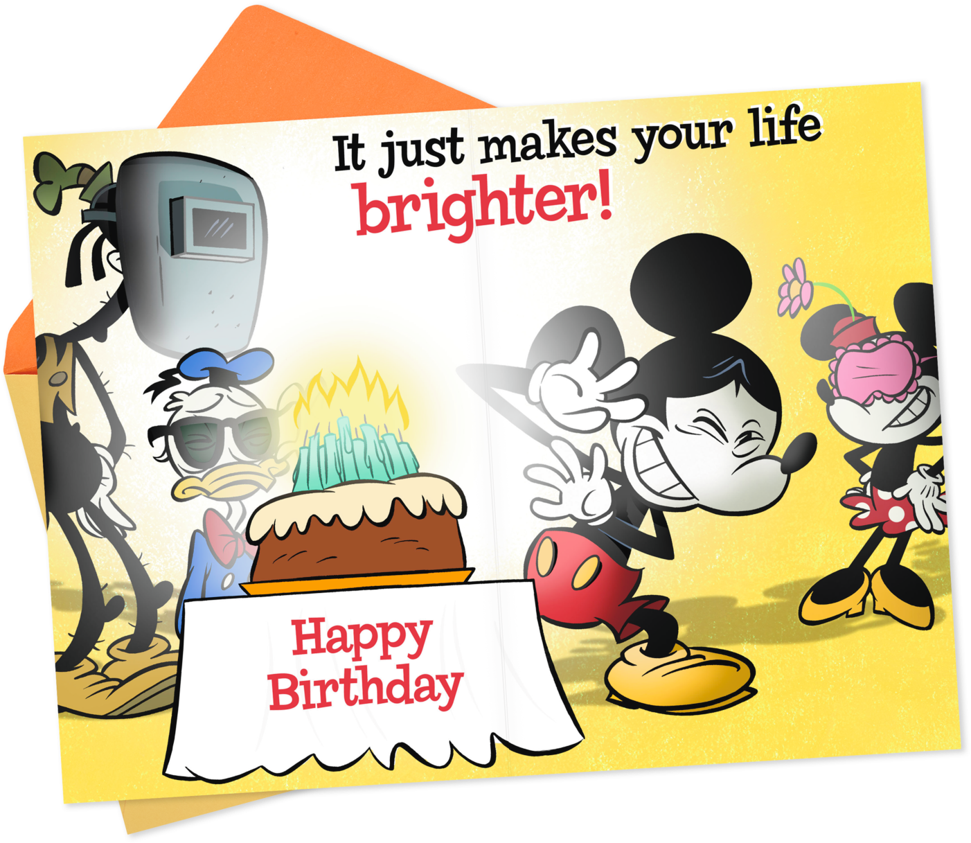 Disney Mickey Mouse And Gang Bright Birthday Card - Cartoon Clipart (1402x1217), Png Download