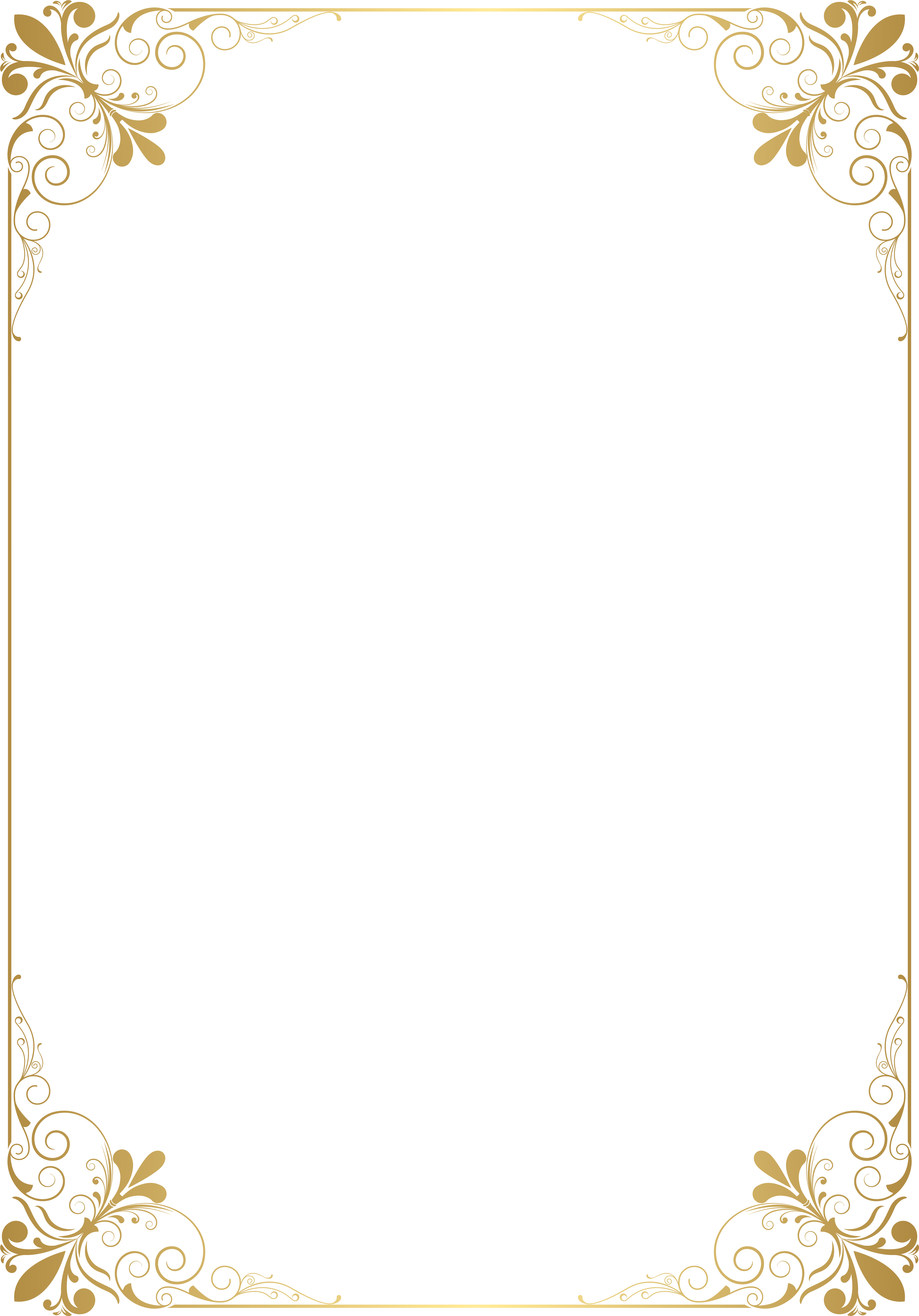 Frame Border Golden Png Clip Art Image - Gold Border No Background Transparent Png (5612x8000), Png Download