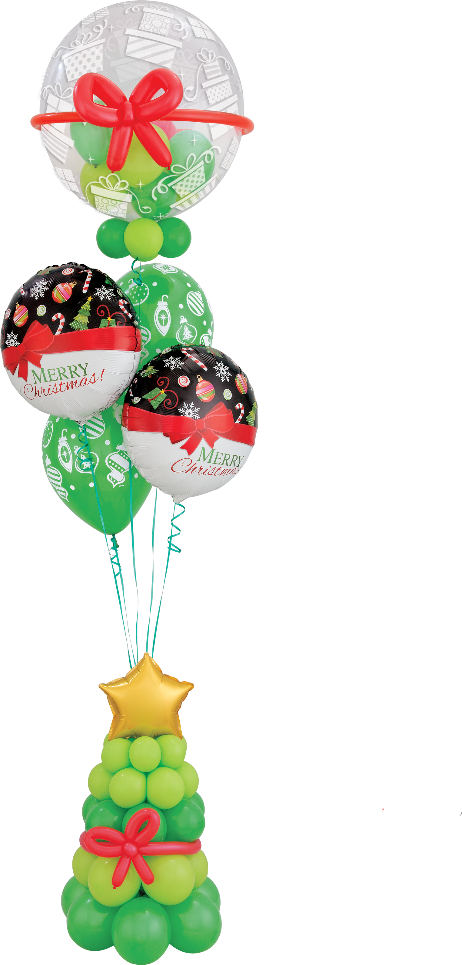 Merry Christmas Tree Balloon Bouquet - Balloon Clipart (2400x3200), Png Download