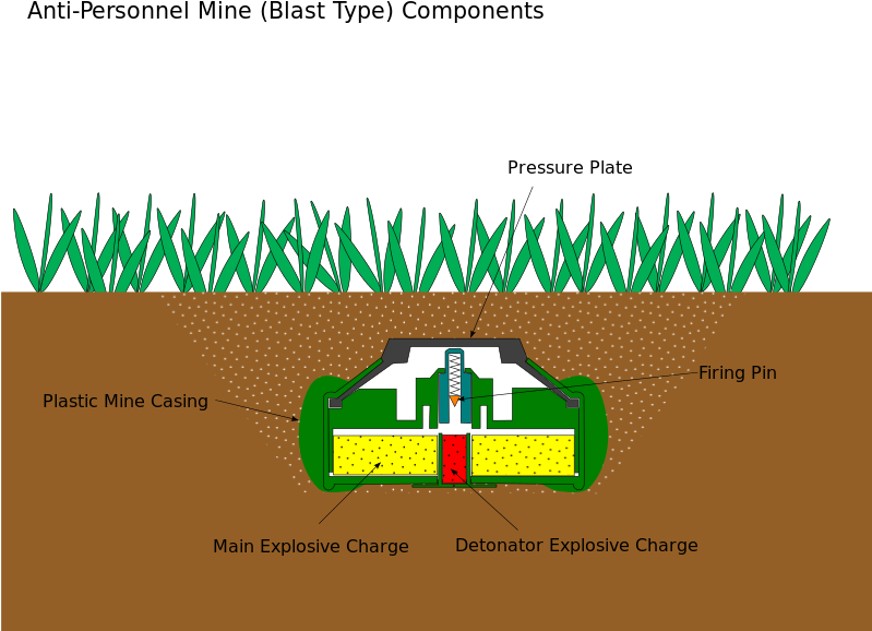 Anti-personnel Mine - Landmine How It Works Clipart (799x600), Png Download