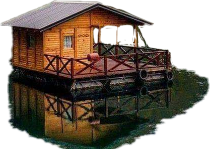 #sticker #building #house #reflection #onwater #woodenhouse - House Clipart (417x297), Png Download