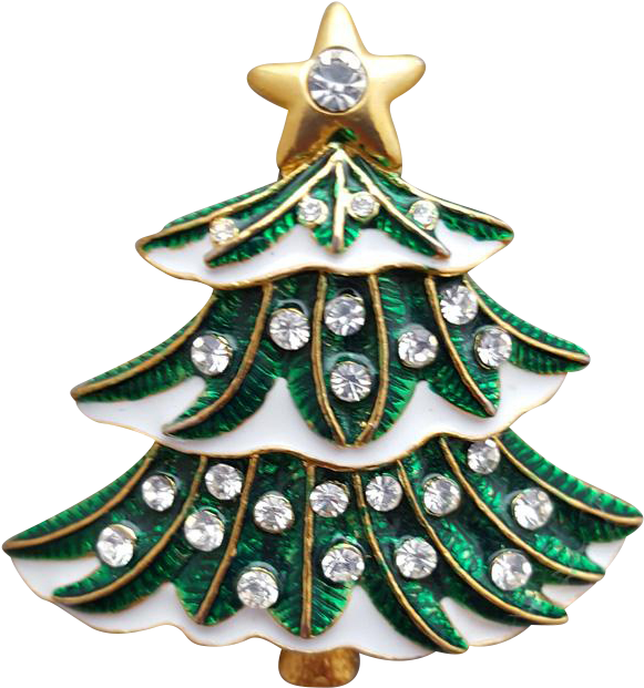 Delightful Christmas Tree Brooch In Green Enamel, With - Christmas Ornament Clipart (620x620), Png Download