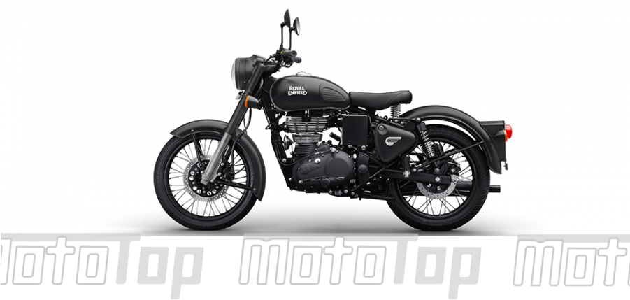 Royal Enfield Classic 500 Black Efi Euro 4/abs - Royal Enfield Sheath Black Clipart (901x429), Png Download