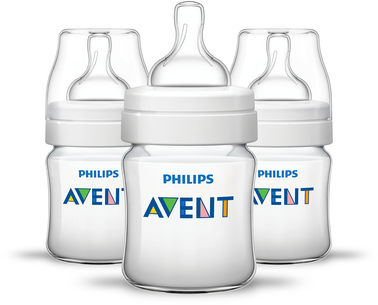 Classic Feeding Bottle 125ml 3pk - Avent Baby Bottles Clipart (1280x1280), Png Download
