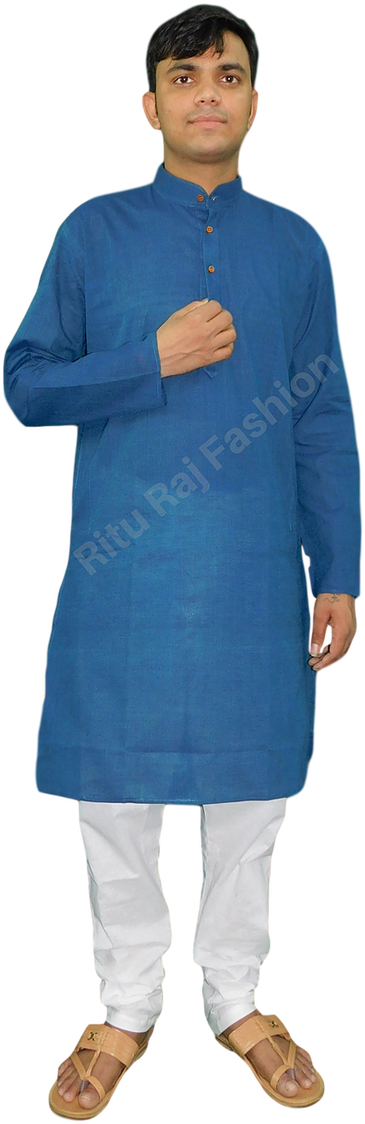 Front Lace White Cotton Kurta Suit C - Standing Clipart (764x1168), Png Download