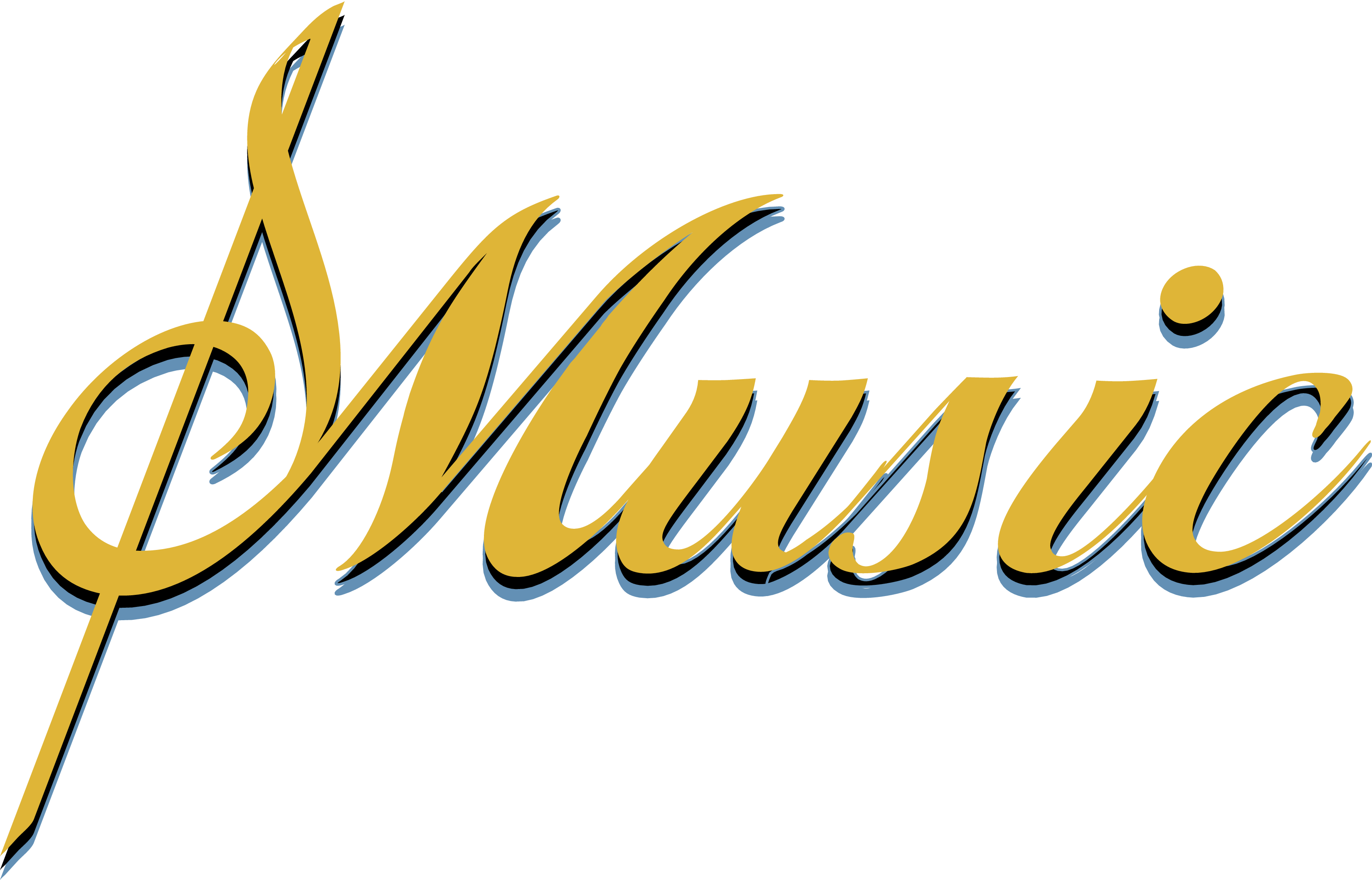 Gold Music Script - Music Clipart - Png Download (3300x2117), Png Download