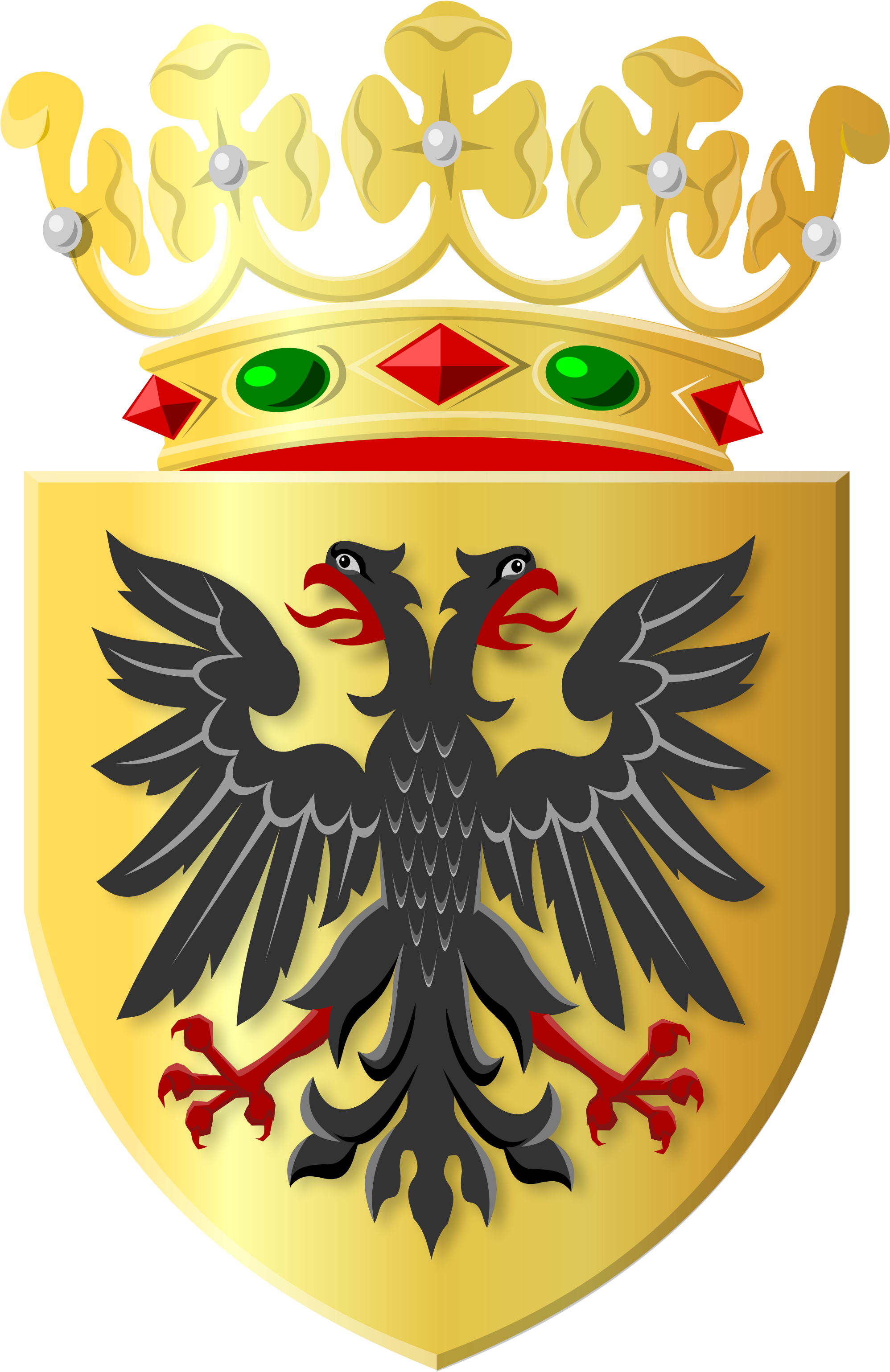 Golden Shield With Black Eagle And Golden Crown - Gemeente Loppersum Clipart (2000x3085), Png Download