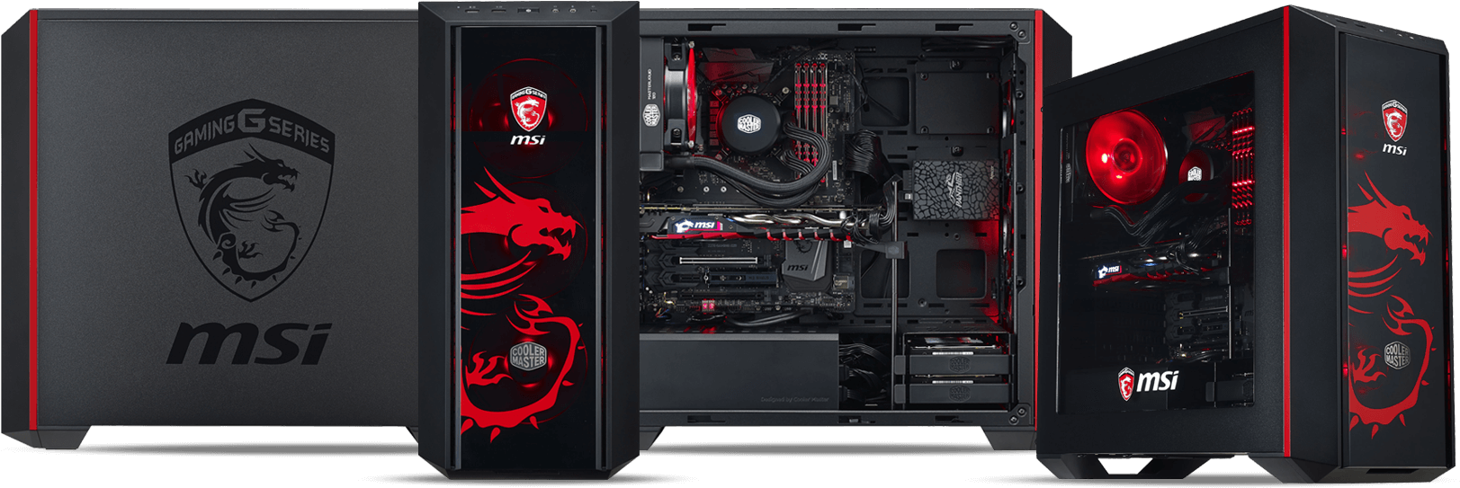 The Masterbox 5's Design And Smartly Placed Tray Cut-outs - Cooler Master Masterbox 5 Msi Edition Clipart (1657x606), Png Download
