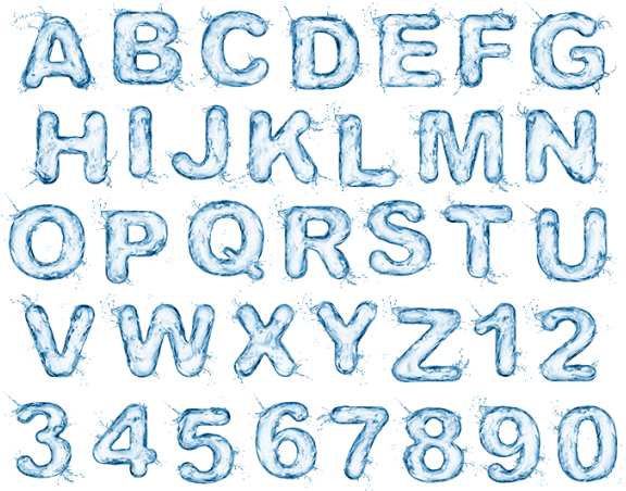 Water Splash Font - Calligraphy Clipart (595x595), Png Download