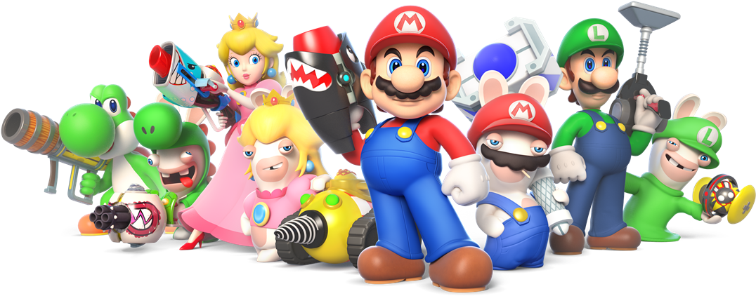 Mario-rabbids - Mario And Rabbids Kingdom Battle Characters Clipart (1180x625), Png Download