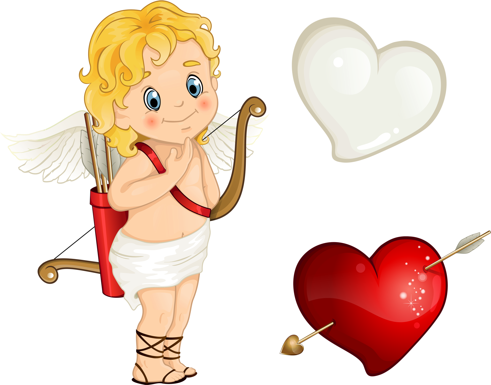Free Png Download Beautiful Cupid With Hearts Png Images - Cupid Png Clipart (850x675), Png Download