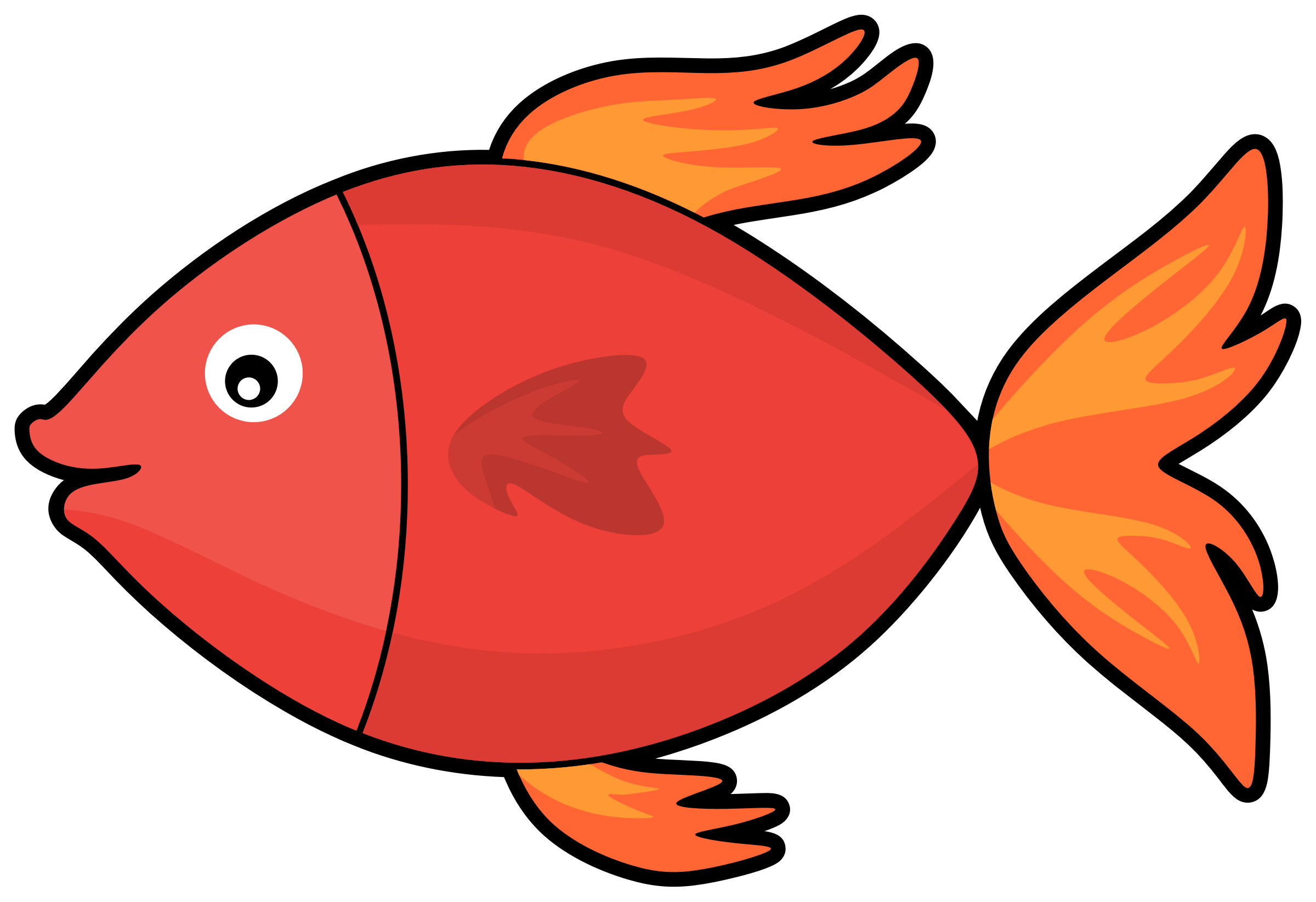 Clipart Cartoon Fish Png - Clipart Fish Transparent Png (2400x1645), Png Download