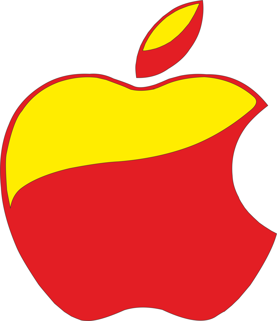 Apple Logo Red And Yellow By Victormtavarez - Red And Yellow Apple Logo Clipart (830x963), Png Download