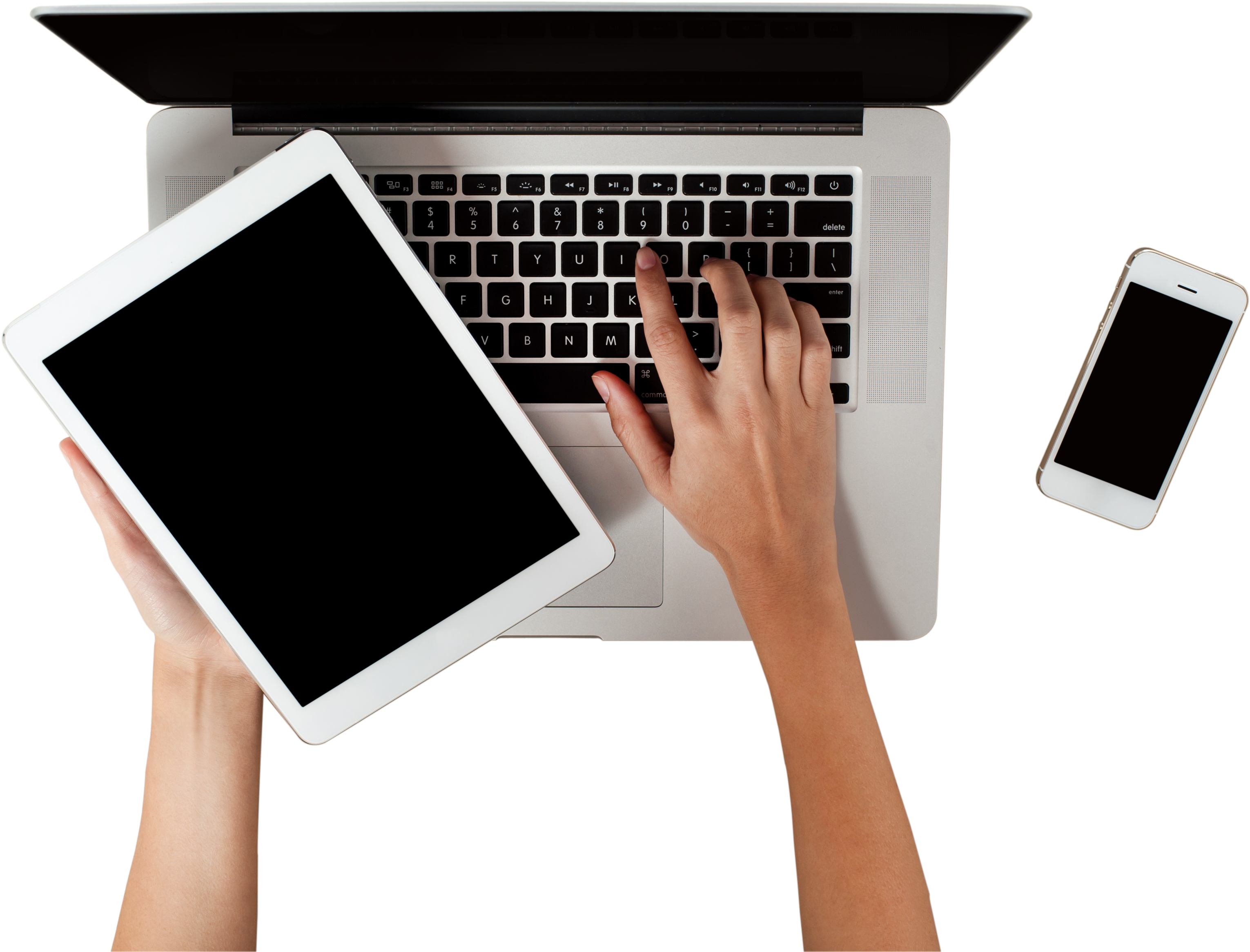 Laptop - Hand And Laptop Png Clipart (3662x2437), Png Download