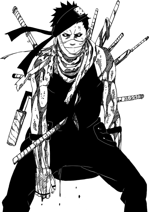 Death Blood Black And White Creepy Edit Manga Mangacap - Naruto Manga Zabuza Clipart (500x708), Png Download