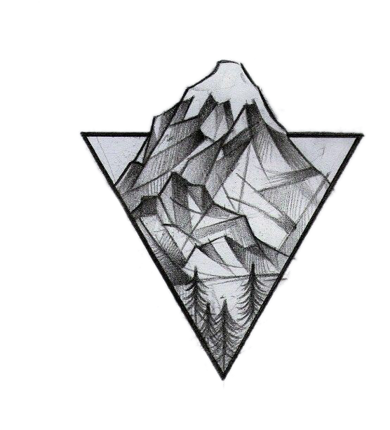 Tattoo Triangle Mountain Geometry Idea Logo Drawing - Geometric Tattoo Sketch Clipart (612x612), Png Download