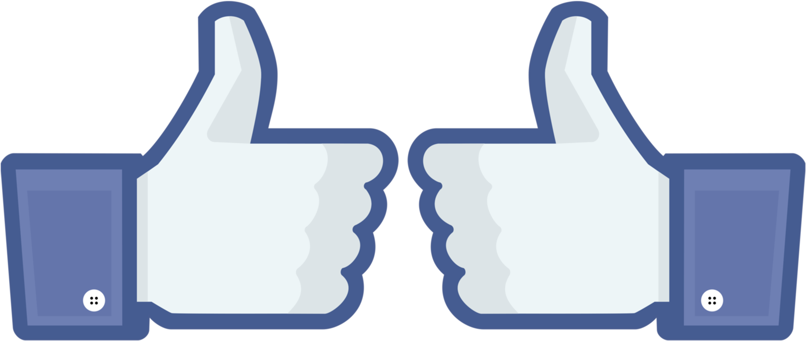 Facebook Like Thumbs Up Png - 1100 Facebook Likes Clipart (1600x710), Png Download