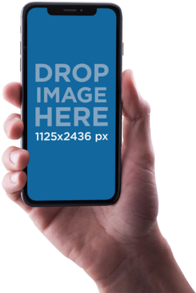 Male Hand Holding A Black Iphone X Mockup Against A - Iphone X Hand Png Clipart (640x480), Png Download