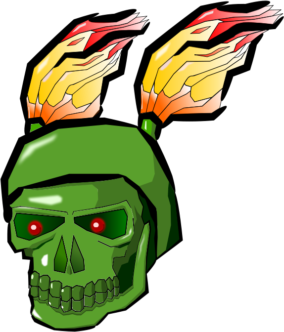 Skull With Flames Png Clipart (639x900), Png Download