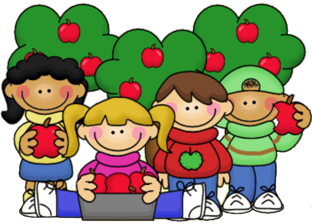 Clipart Apple Png 3 Pic Of - Kids Eating Apples Clipart Transparent Png (1024x735), Png Download