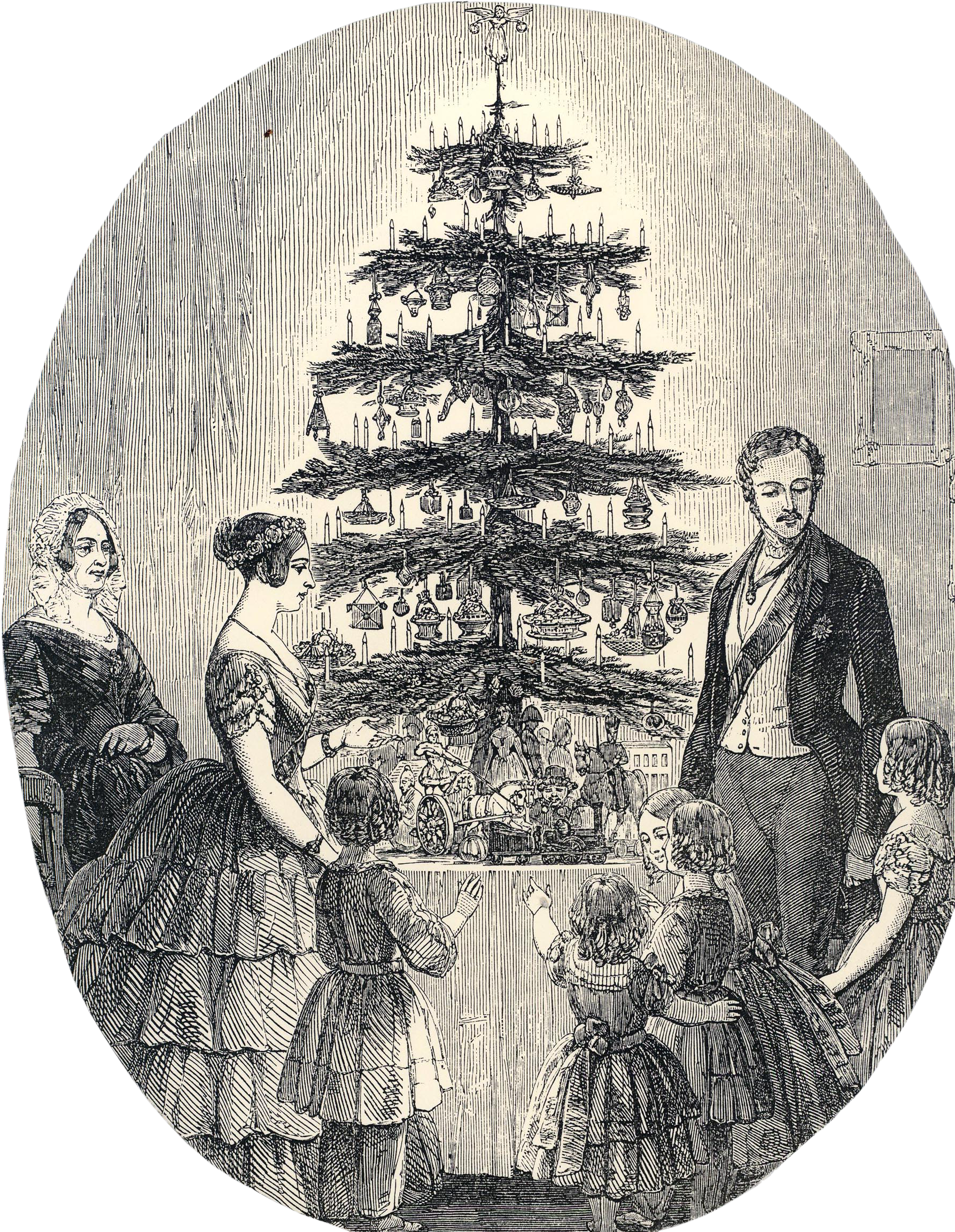 Victoria And Albert Christmas Tree - Queen Victoria And Prince Albert Christmas Tree Clipart (1787x2306), Png Download