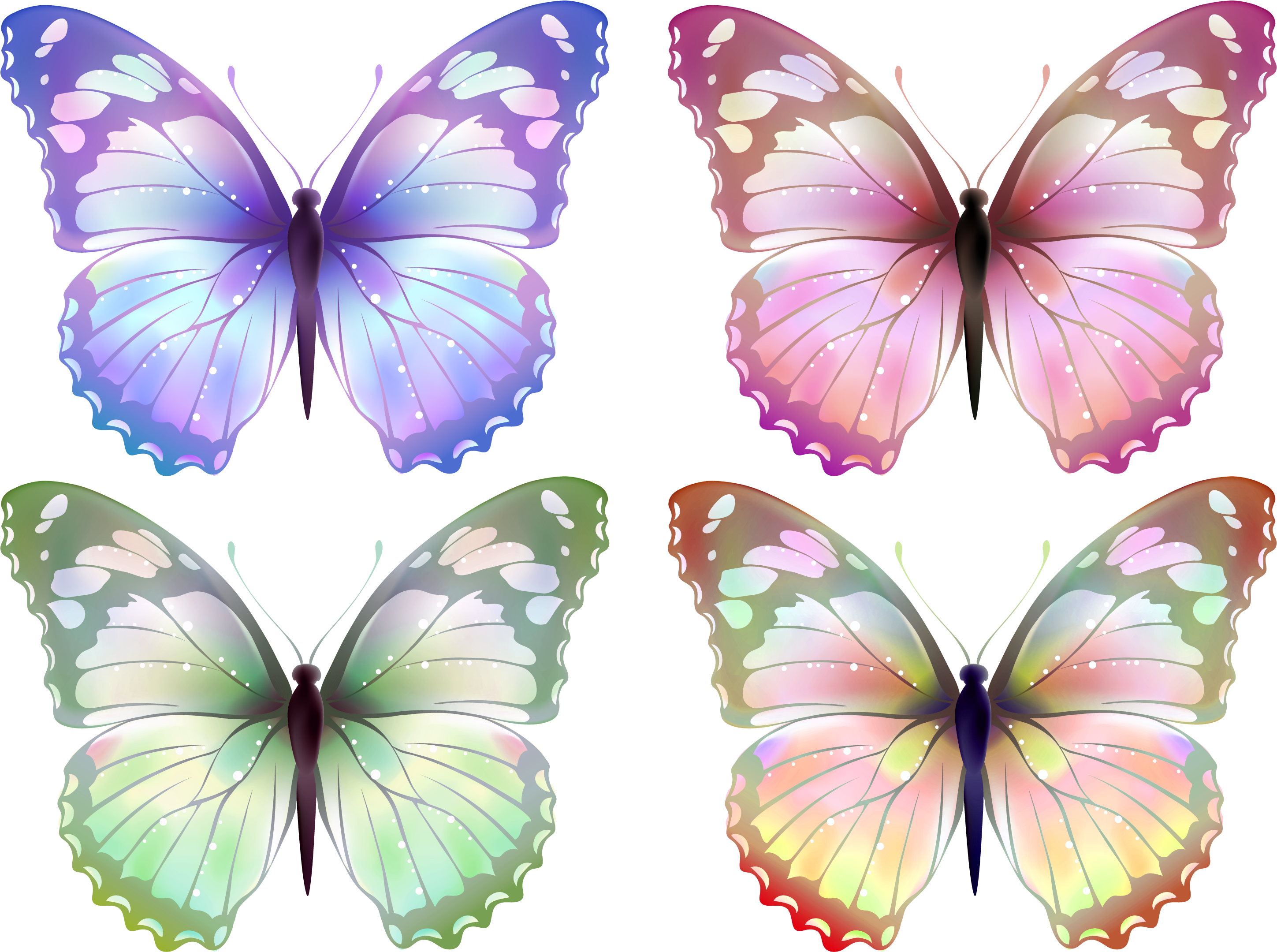 Transparent Butterfly Png Clipart - Multiple Butterfly Clipart Transparent (3070x2390), Png Download