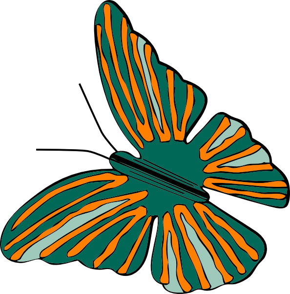 Green And Orange Butterfly Svg Clip Arts 594 X 601 - Png Download (594x601), Png Download
