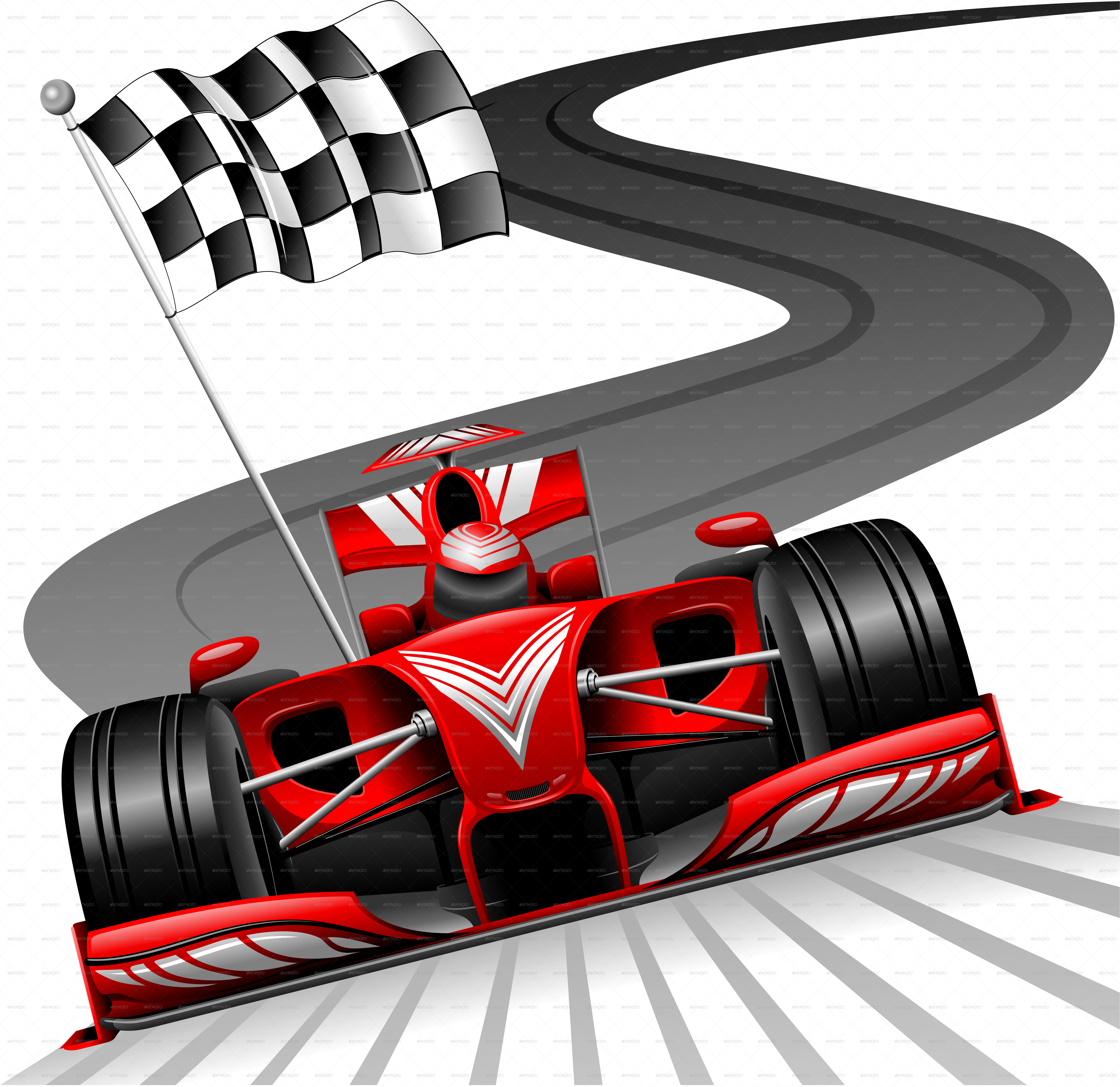 Formula 1 Red Car On Race Track Picture Png Images - Formula 1 Png Clipart (6501x6307), Png Download
