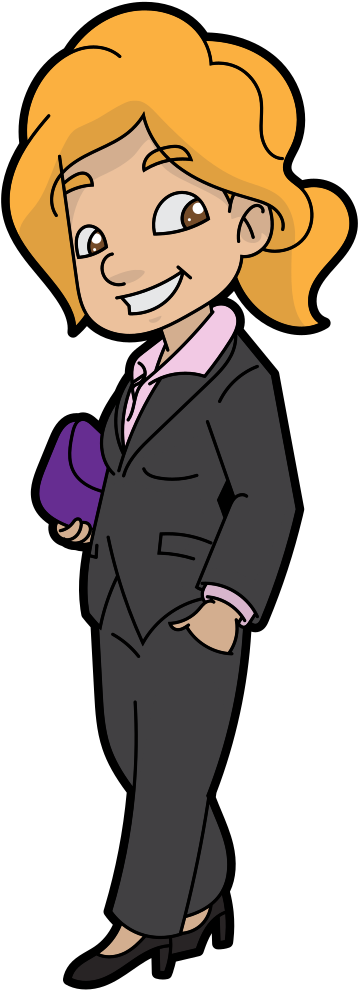 A Happy Cartoon Businesswoman Clipart (441x1105), Png Download