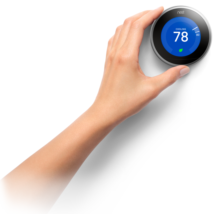 You'll See The Leaf When You Choose A Temperature That - Transparent Nest Thermostat With Hand Clipart (850x826), Png Download