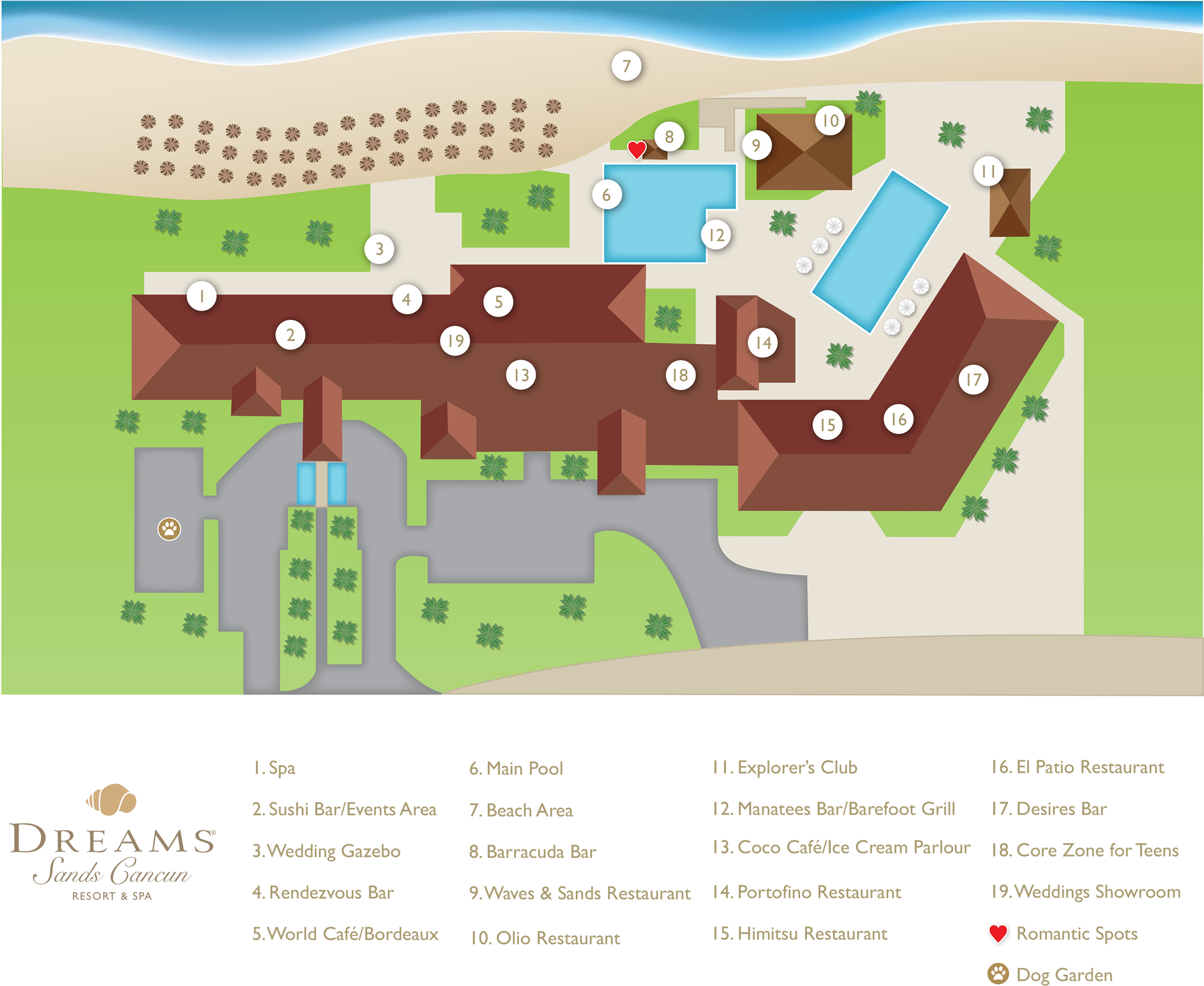 Exciting Dreams Riviera Cancun Wedding Photos Weddingwire - Dreams Sands Cancun Resort Map Clipart (2500x2042), Png Download