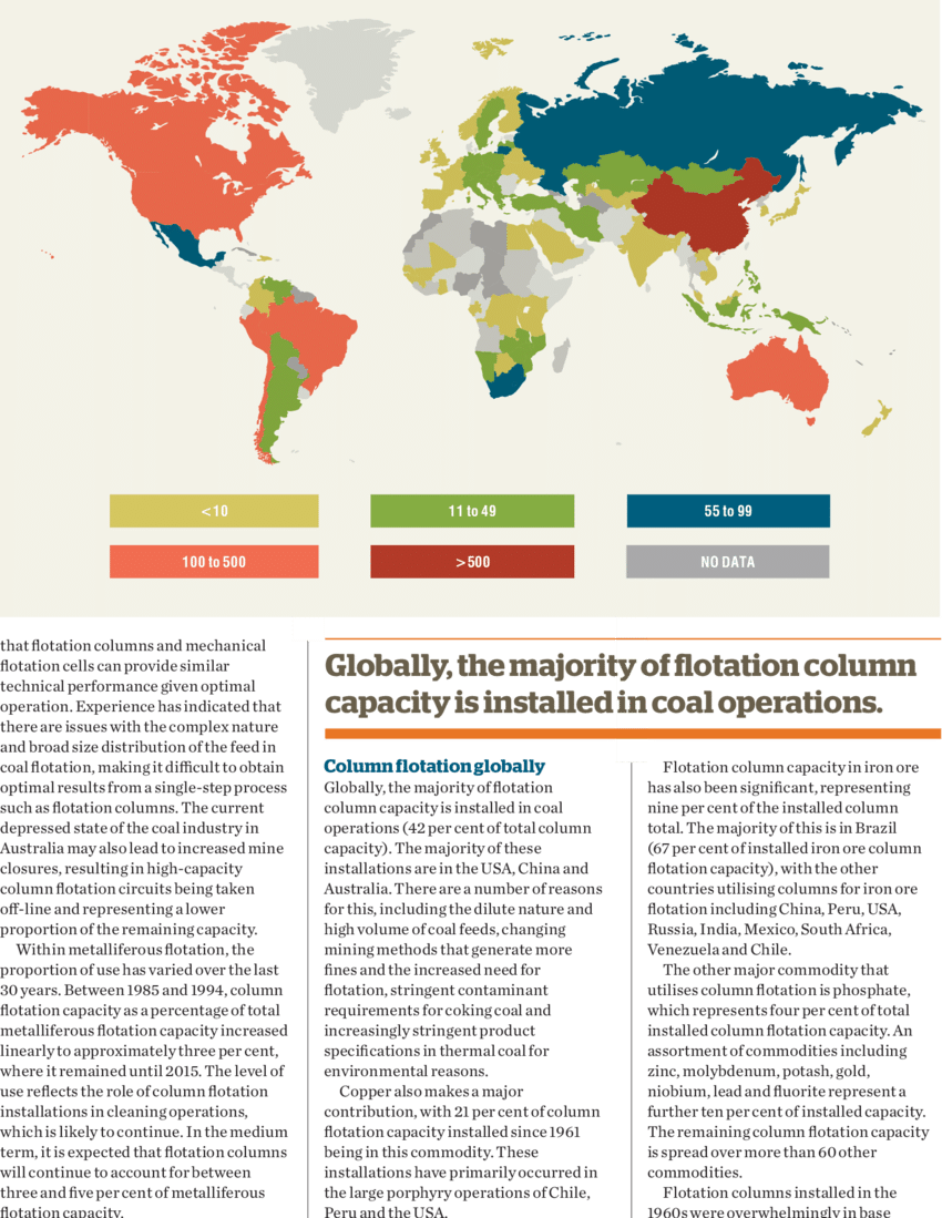 Flotation Columns Installed Around The World - World Map Clipart (850x1099), Png Download