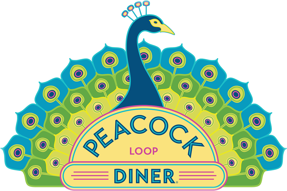 The Loop Peacock Diner - Peacock Diner Logo Clipart (1001x667), Png Download