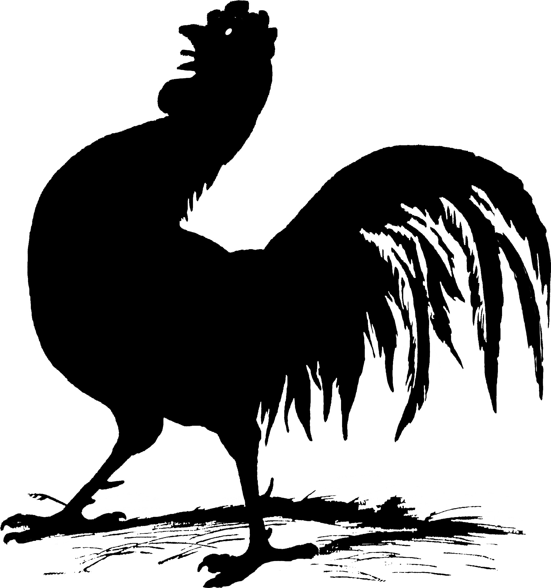 1424 Rooster Silhouette Free Vintage Clip Art - Rooster - Png Download (3300x2550), Png Download