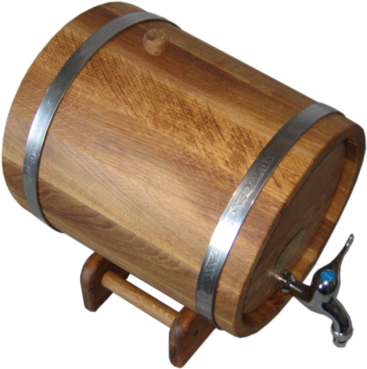 Oak Barrel With Underframe 10l, With Tires Made Of - Wood Clipart (800x800), Png Download