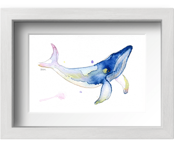 Acuarela La Ballena Valentina Con Marco - Picture Frame Clipart (600x800), Png Download