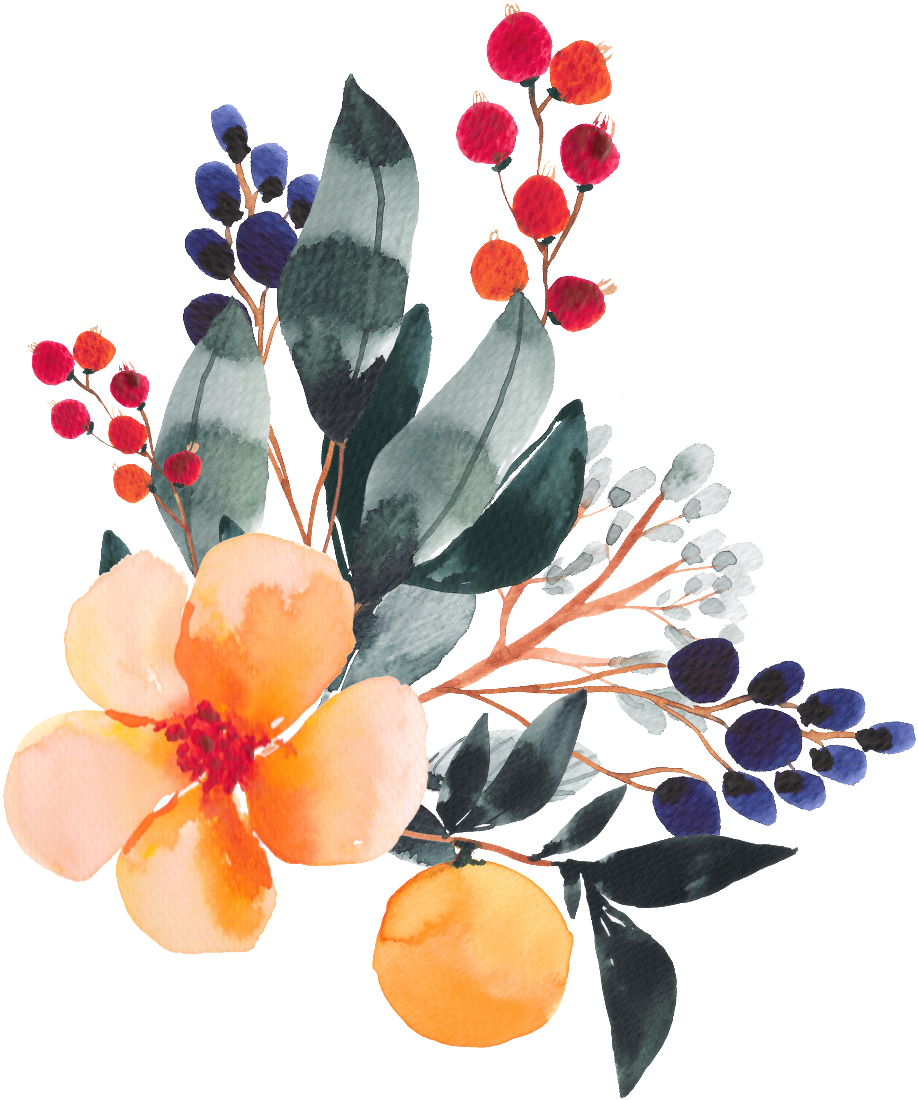 Pintado A Mano De Color Plantas Empalmar La Acuarela - Artificial Flower Clipart (918x1100), Png Download