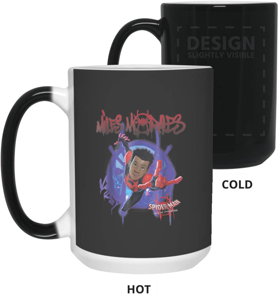 Man Spiderverse Miles Morales Splat Color Changing - Mug Clipart (931x1004), Png Download