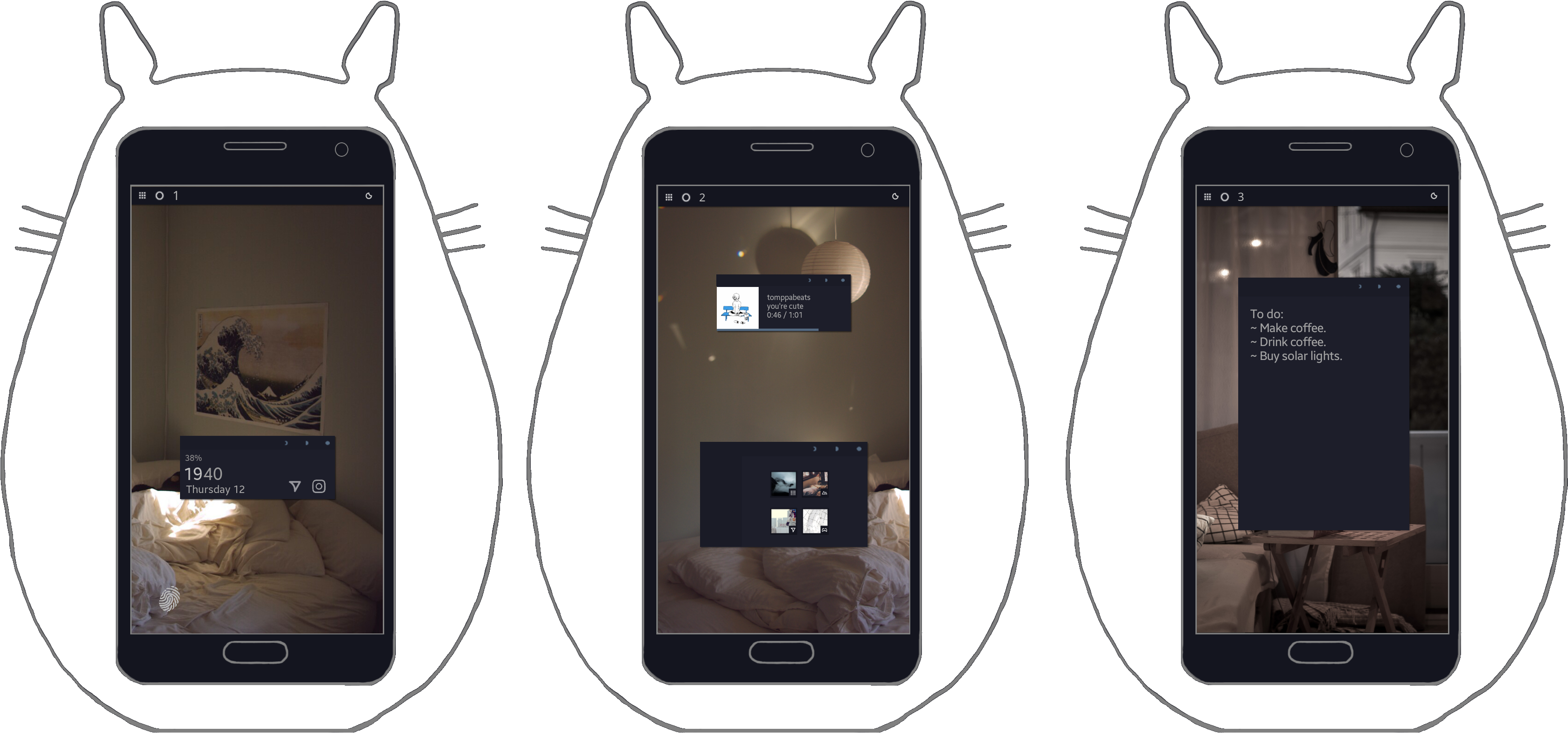 View Totoro Outline T , - Iphone Clipart (3441x1605), Png Download